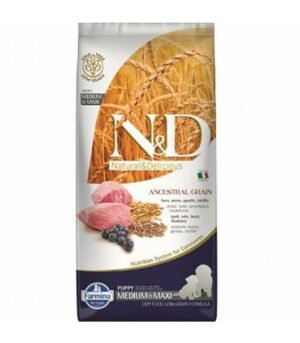 Düşük Tahıllı Kuzulu Yaban Mersinli Yavru Büyük Irk Köpek Maması - 12 Kg