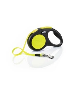 Flexi Neon Reflektörlü Şerit Otomatik Gezdirme Tasması (S) 5M Sarı